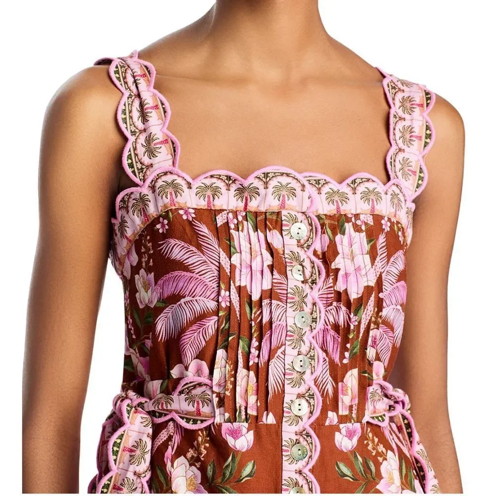 NWT Farm Rio Palm Dream Pleated Romper Palm Dream Women Size S - Picture 7 of 15